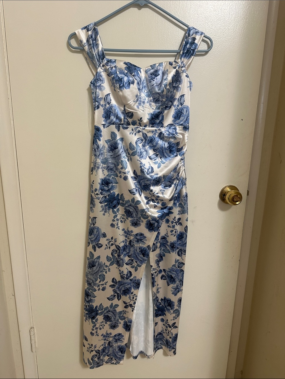 Speechless White and Blue Floral Midi Dress